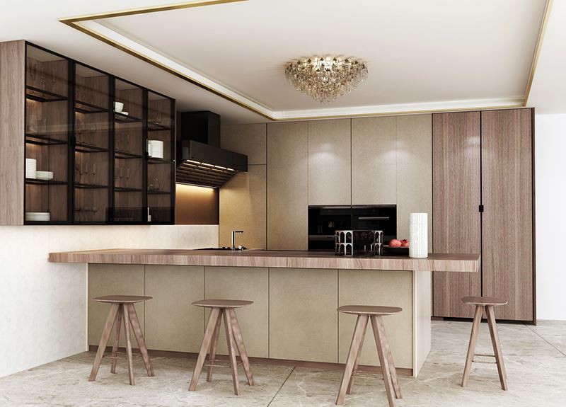 modern U shaped melamine kitchen cabinets