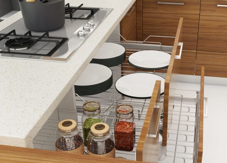 Modern Wood Grain Kitchen Cabinets